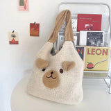 Cartoon Lamb Wool Tote Bag Large Capacity Handbags for Women Ladies