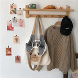 Cartoon Lamb Wool Tote Bag Large Capacity Handbags for Women Ladies