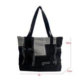 Casual Women's Canvas Shoulder Bag with Embroidery - Large Capacity Tote Handbag
