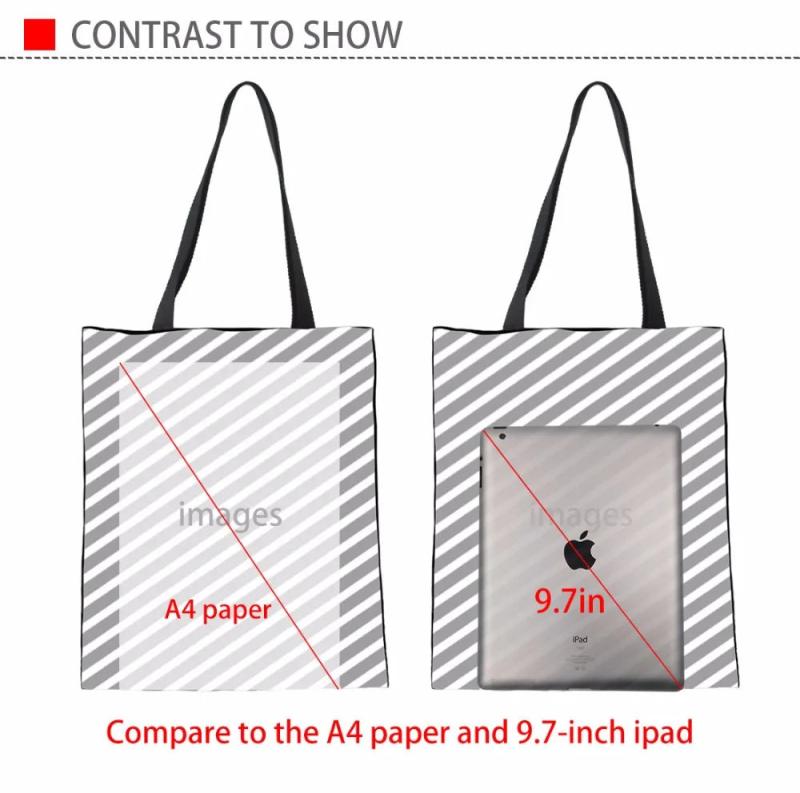Cat Print Canvas Handbag Female Shopping Bag