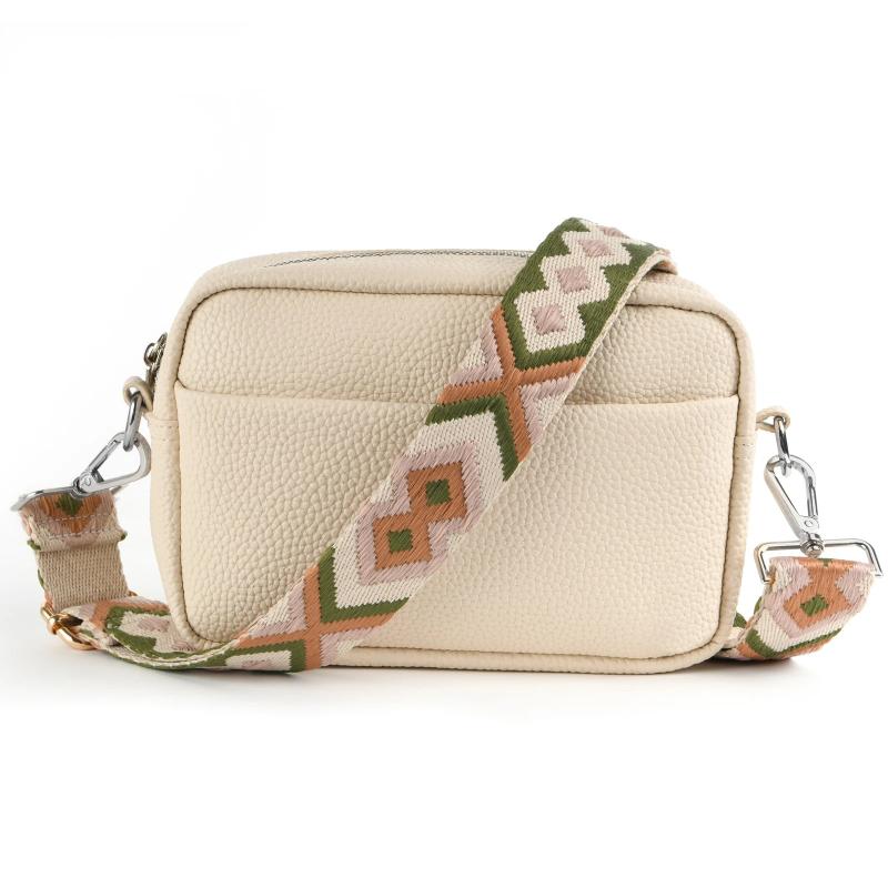 Classic Crossbody Bag Women Wide Strap Shoulder Purse Zipper Handbag