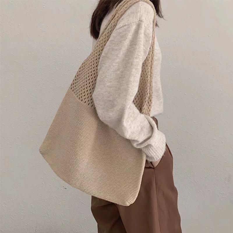 Casual Hollow Woven Women Shoulder Bags Large Capacity Totes Female
