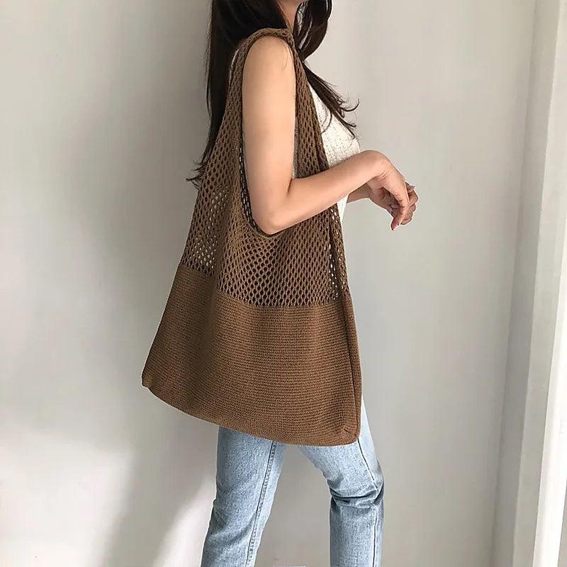Casual Hollow Woven Women Shoulder Bags Large Capacity Totes Female