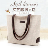 Casual Cotton Linen Shoulder Bag with Zipper for Girls