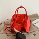 Bright Leather Shell Handbag Women Mini Clutch Crossbody Bag