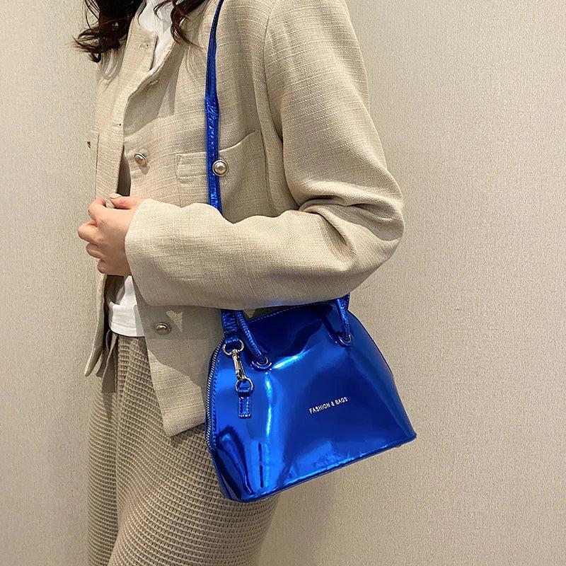 Bright Leather Shell Handbag Women Mini Clutch Crossbody Bag