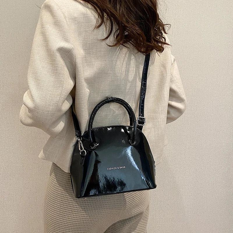 Bright Leather Shell Handbag Women Mini Clutch Crossbody Bag