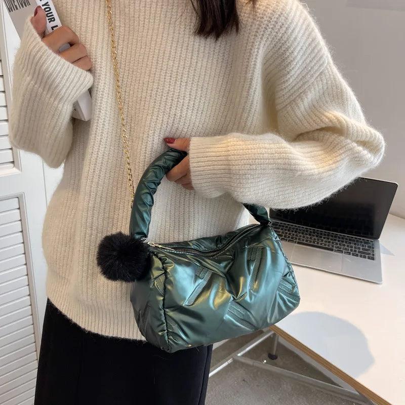 Casual Space Padded Boston Bag Women Shoulder Bags Soft Cotton Crossbody Messeng
