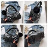 Casual Space Padded Boston Bag Women Shoulder Bags Soft Cotton Crossbody Messeng