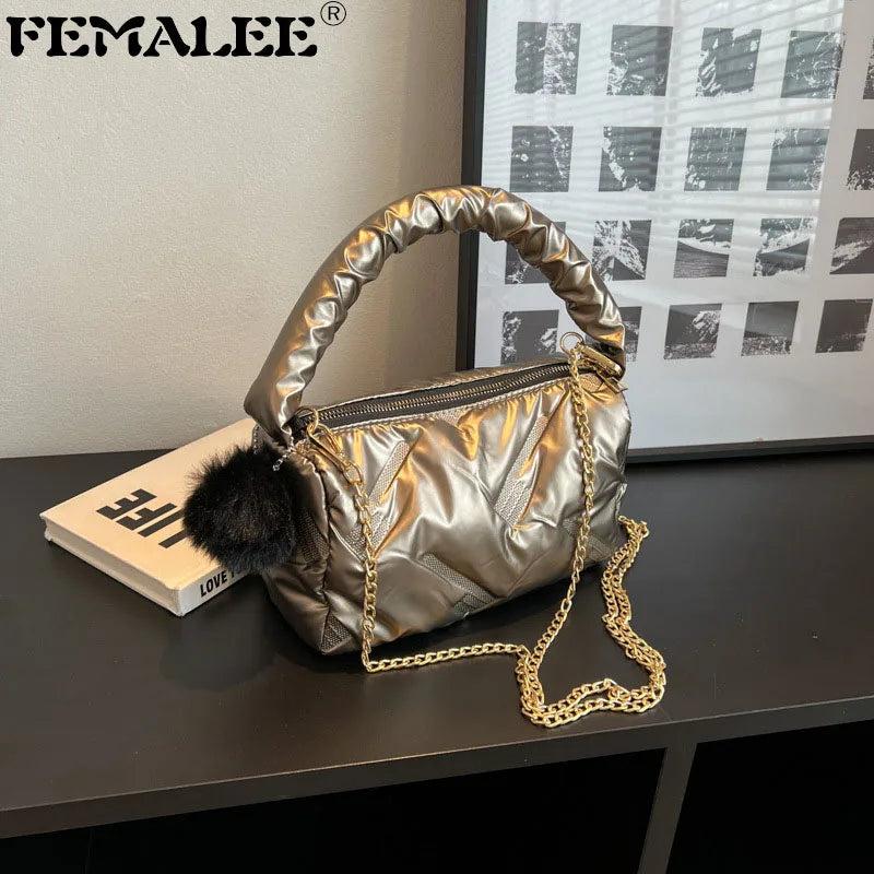 Casual Space Padded Boston Bag Women Shoulder Bags Soft Cotton Crossbody Messeng
