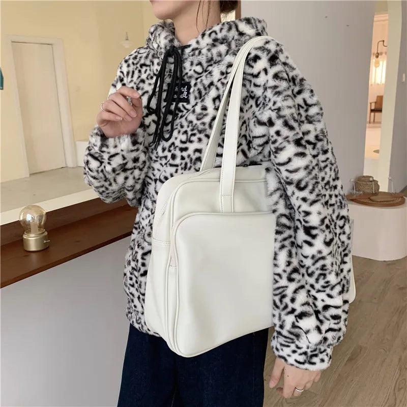 Casual Large Capacity Women Tote Bags Solid Daily Shoulder Bags