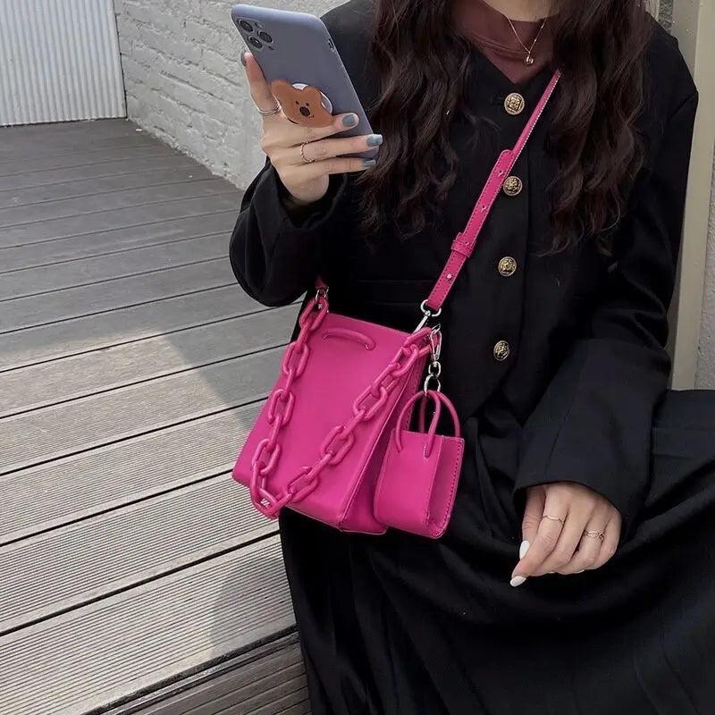 Bright Women Shoulder Crossbody Bag Acrylic Chain Composite Bag Large Handbag