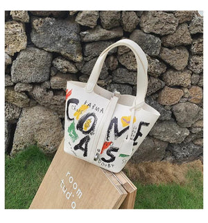 Cartoon Image PU Leather Large Shoulder Bag for Women