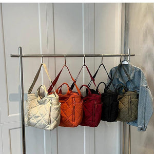Casual Plaid Women's Tote Bags Handbags Solid Ladies Top Handle Shoulder Bag