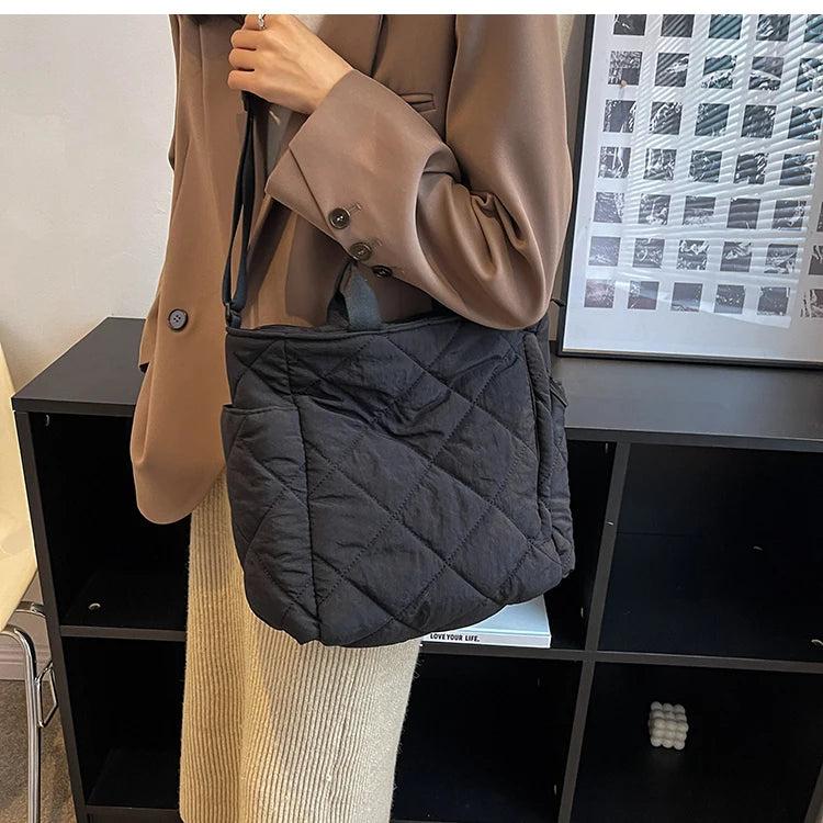 Casual Plaid Women's Tote Bags Handbags Solid Ladies Top Handle Shoulder Bag