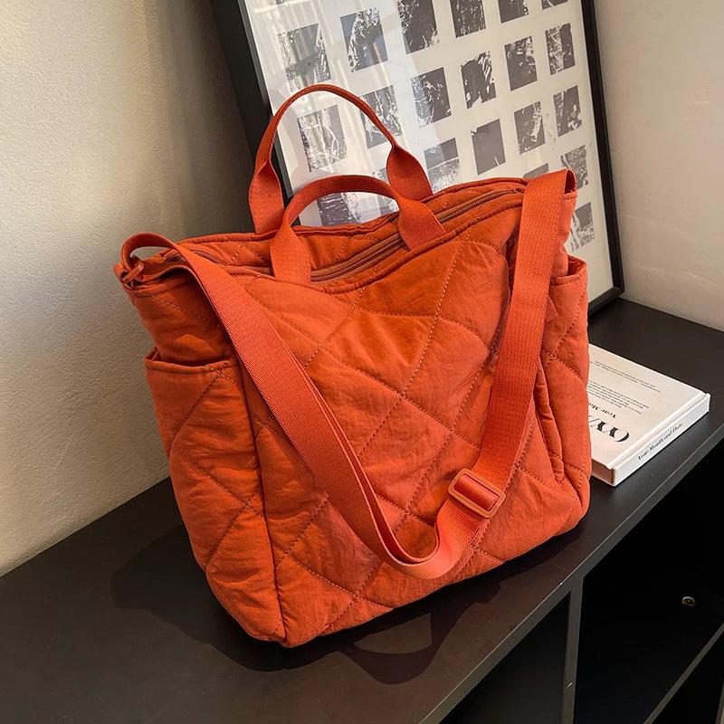 Casual Plaid Women's Tote Bags Handbags Solid Ladies Top Handle Shoulder Bag