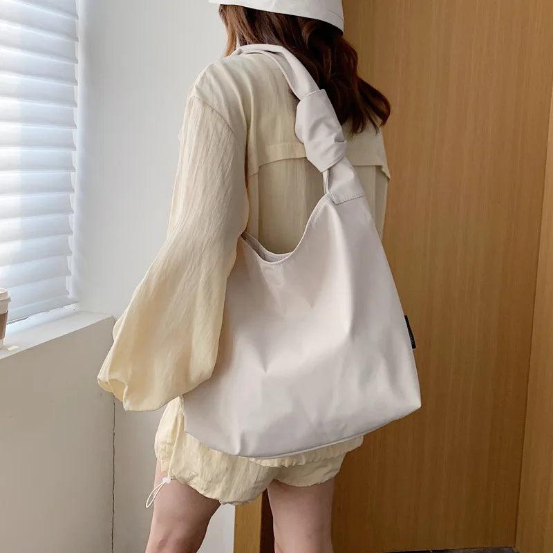 Casual Women Nylon Shoulder Bag Large Capacity Female Tote Handbag Solid Lady