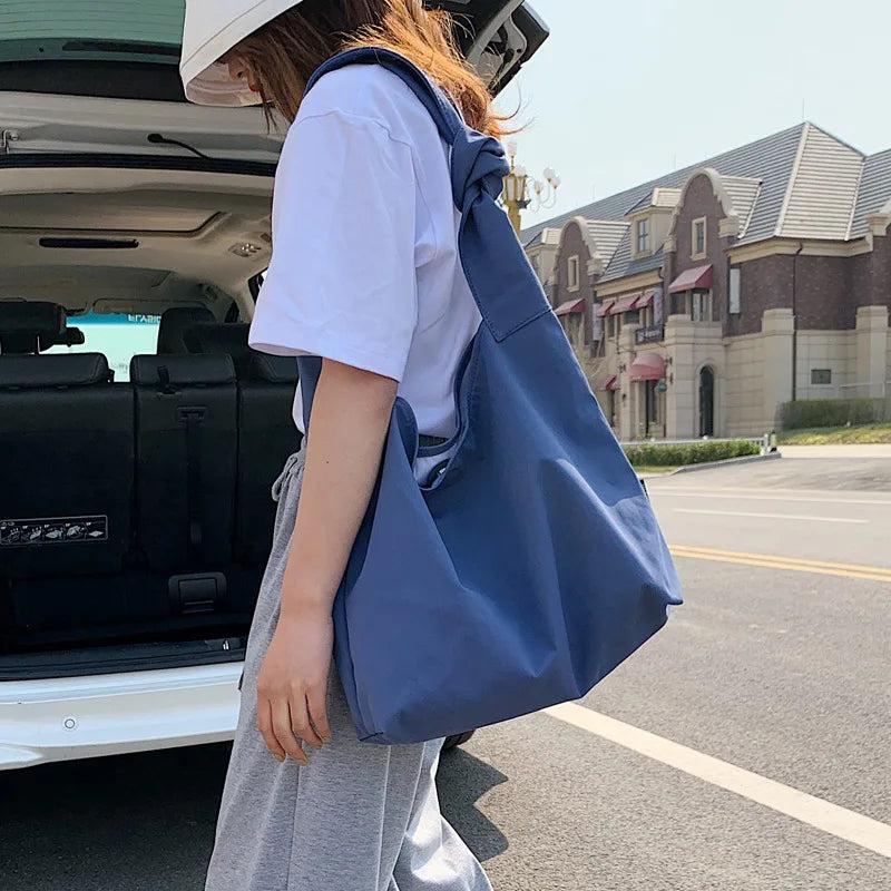 Casual Women Nylon Shoulder Bag Large Capacity Female Tote Handbag Solid Lady