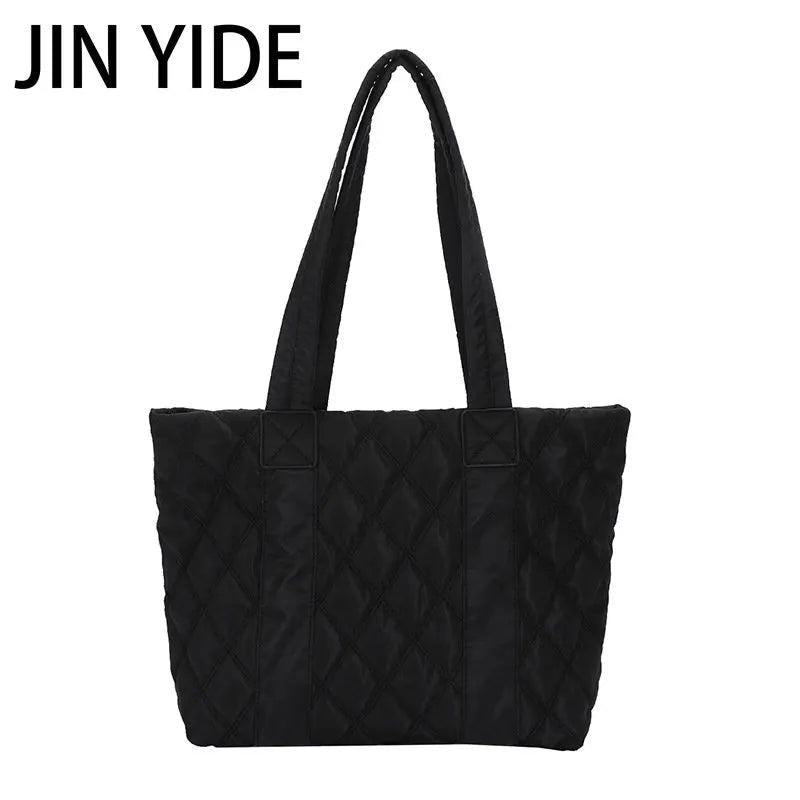 Casual Quilted Women Shoulder Bags Padded Lady Handbags Nylon Down Cotton Large