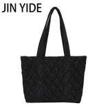 Casual Quilted Women Shoulder Bags Padded Lady Handbags Nylon Down Cotton Large