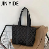 Casual Quilted Women Shoulder Bags Padded Lady Handbags Nylon Down Cotton Large