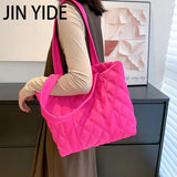 Casual Quilted Women Shoulder Bags Padded Lady Handbags Nylon Down Cotton Large