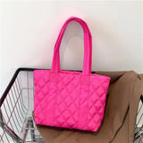 Casual Quilted Women Shoulder Bags Padded Lady Handbags Nylon Down Cotton Large