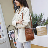 Brown PU Leather Mini Shoulder Bag Women Handbag Zipper Purse Crossbody