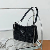 Bright Diamond Handbag Retro Chain Crossbody Bag Underarm Bag Women Totes