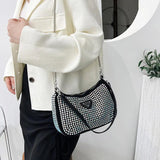 Bright Diamond Handbag Retro Chain Crossbody Bag Underarm Bag Women Totes