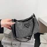 Bright Diamond Handbag Retro Chain Crossbody Bag Underarm Bag Women Totes