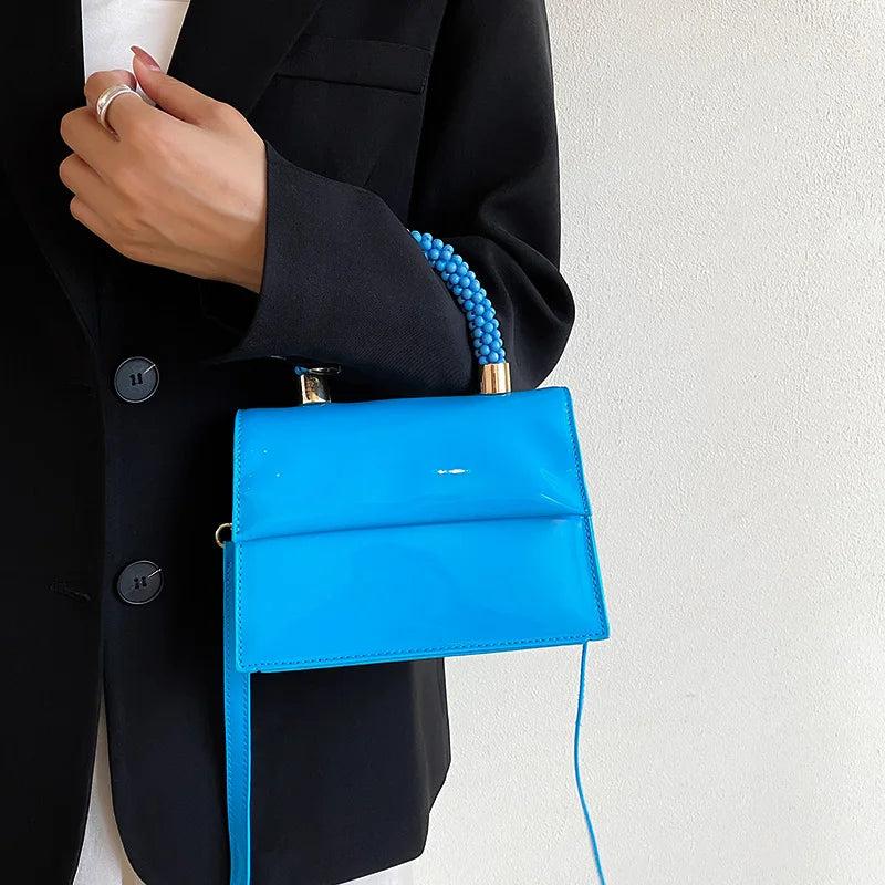 Bright Leather Small Clutch Bag Women's Shoulder Handbag