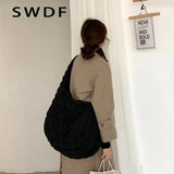 Casual Large Capacity Tote Shoulder Bag Quilted Padded Handbag