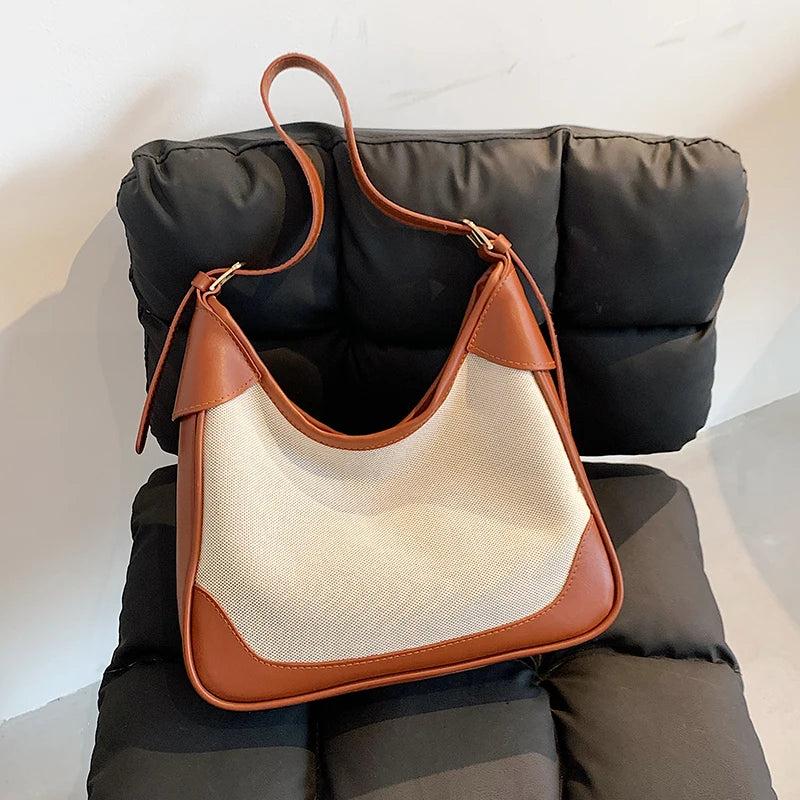 Canvas Shoulder Bag with Large Capacity