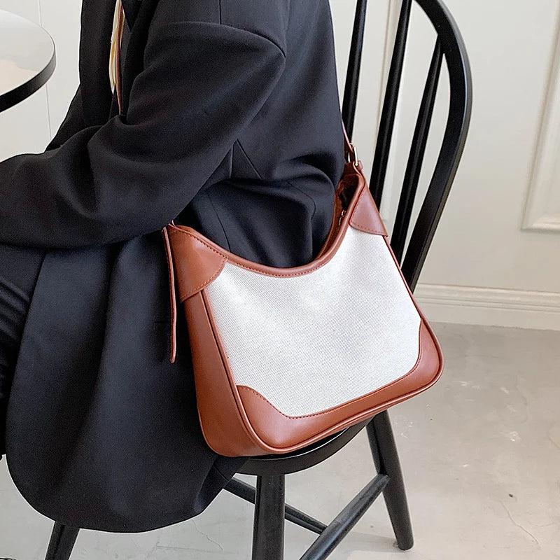 Canvas Shoulder Bag with Large Capacity