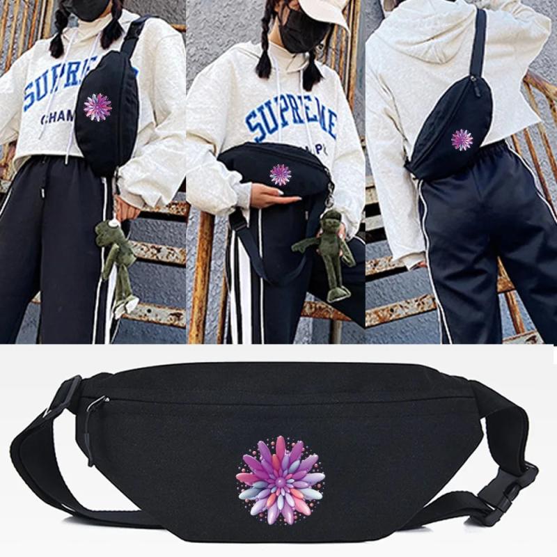 Chrysanthemum Print Waist Bag Outdoor Travel Pouch Unisex Shoulder Chest Bag