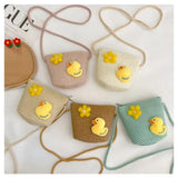Cartoon Straw Woven Shoulder Bag for Kids