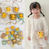 Cartoon Straw Woven Shoulder Bag for Kids