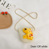 Cartoon Straw Woven Shoulder Bag for Kids