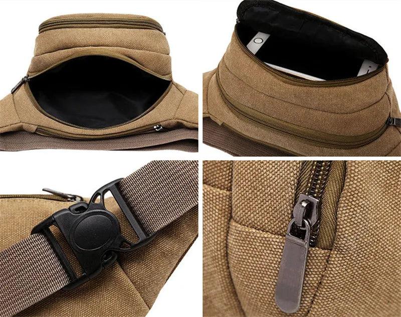 Casual Canvas Messenger Bags Waist Packs Purse Men Vintage Men Waist Bag