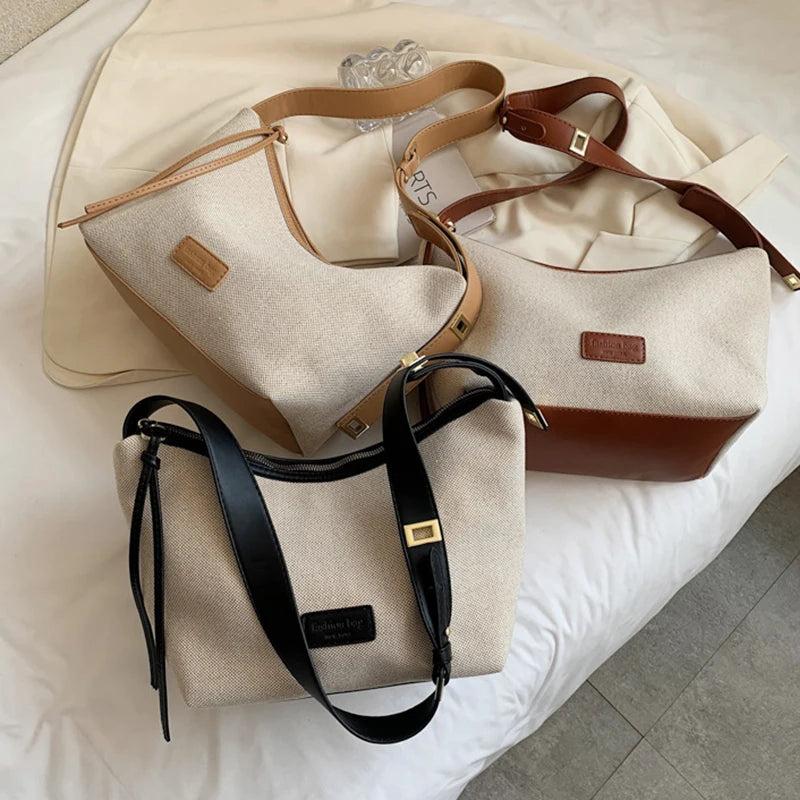 Casual Cotton Underarm Shoulder Bags Large Capacity Handbags for Women