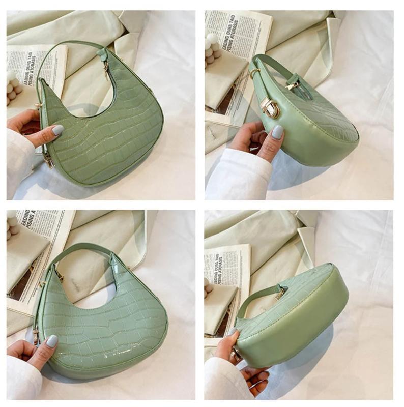 Casual Underarm Shoulder Bag for Women Stone Pattern Armpit Handbag