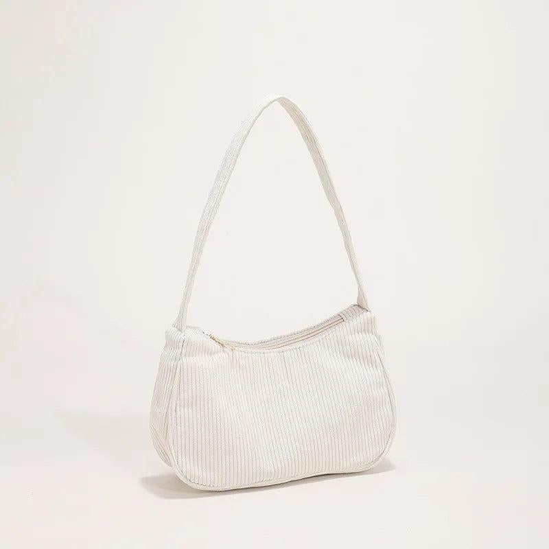 Casual Corduroy Shoulder Bag for Women Travel Portable Handbag
