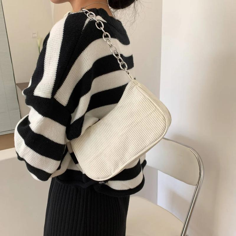 Casual Corduroy Shoulder Bag for Women Travel Portable Handbag