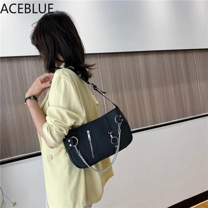 Casual Nylon Shoulder Bag for Women with Chain