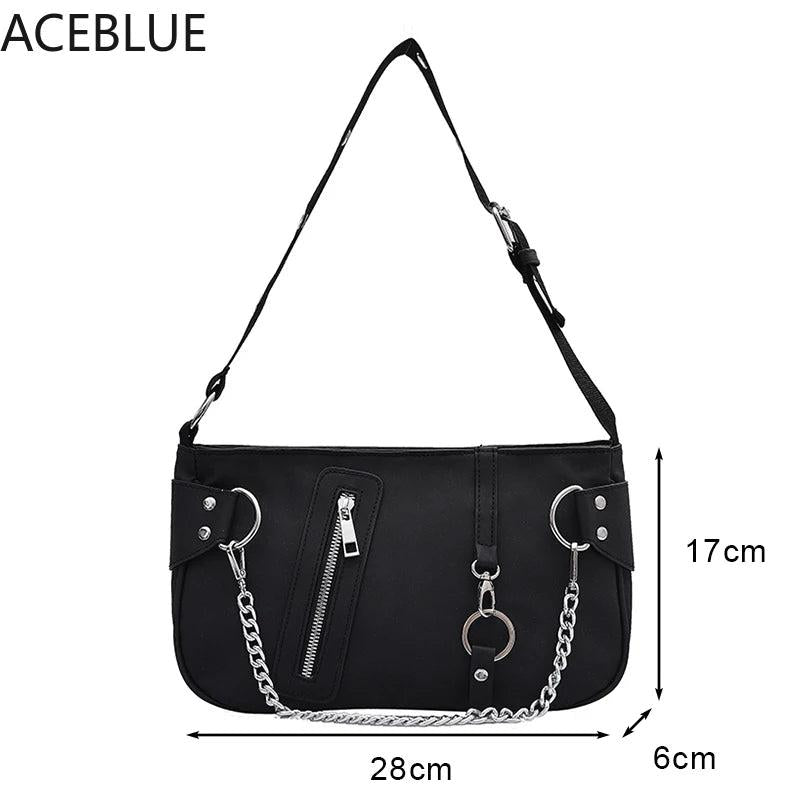 Casual Nylon Shoulder Bag for Women with Chain