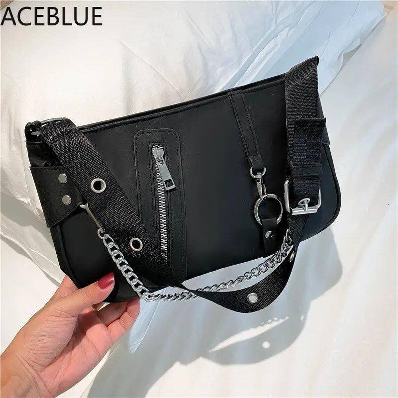 Casual Nylon Shoulder Bag for Women with Chain