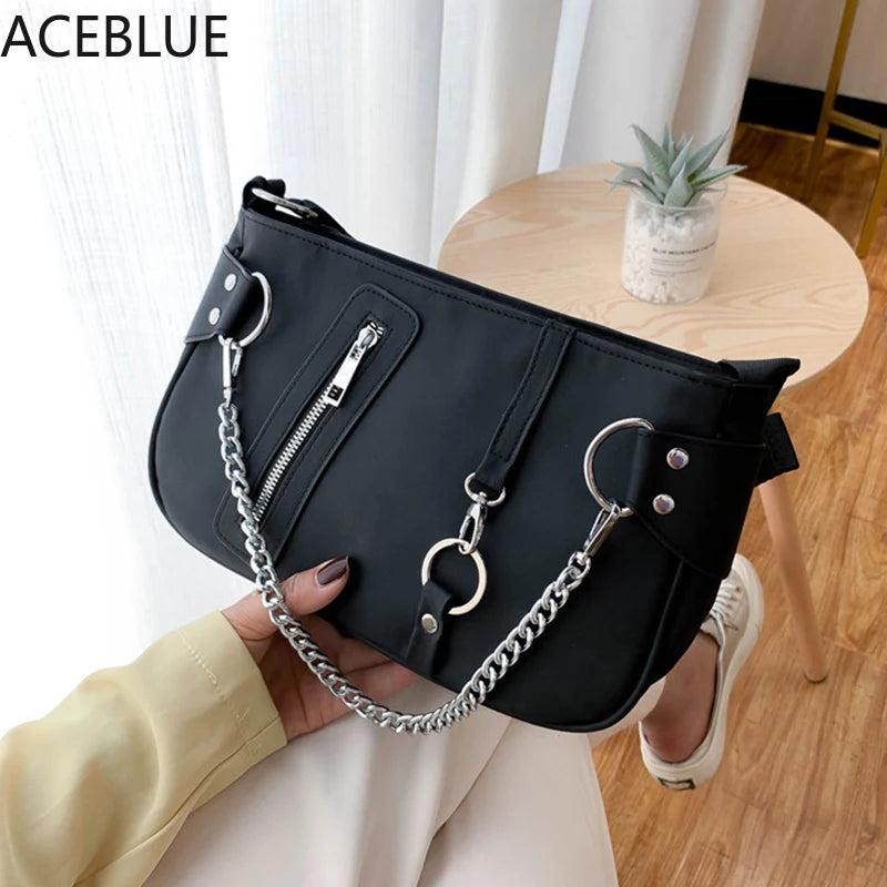 Casual Nylon Shoulder Bag for Women with Chain