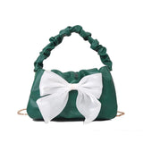 Bow Shoulder Crossbody Chain Pleated Sling Bag for Women