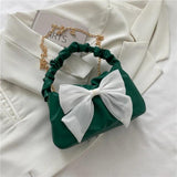 Bow Shoulder Crossbody Chain Pleated Sling Bag for Women